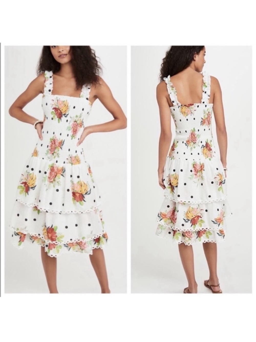 Charming Floral Farm Rio Dress with Polka Dots. Sz.L